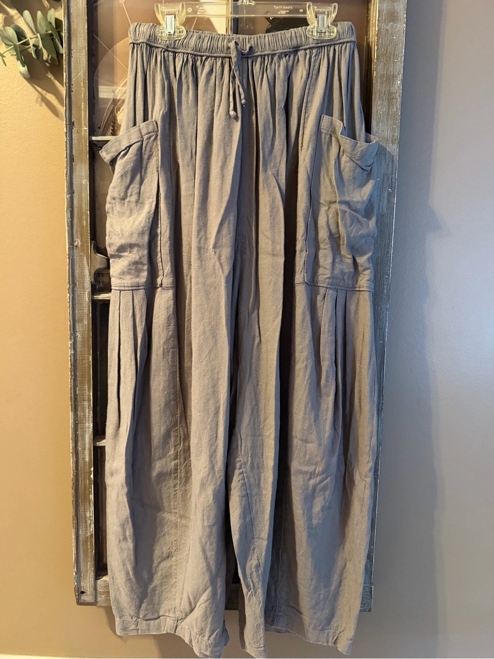 Free People Gray Wide Leg Cargo Lounge Pants XS Boho Utility Drawstring - Picture 2 of 4